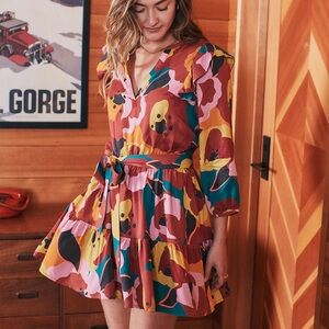 marine layer elise mini dress exploded floral
